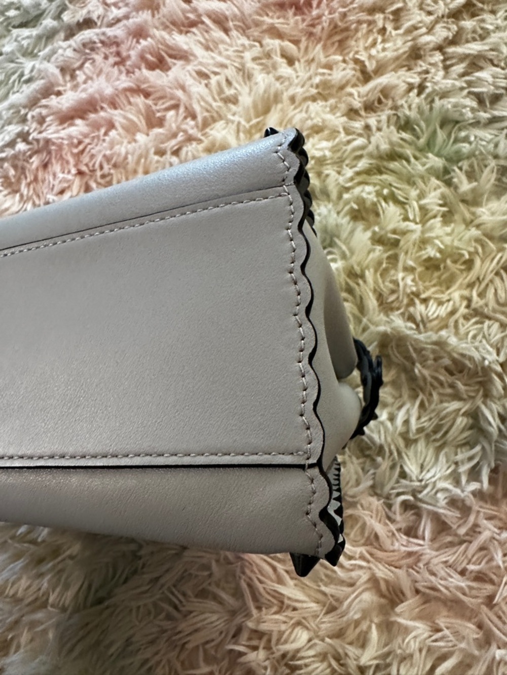 Fendi Peekaboo Mini Light Blue Studded Leather Two-Way Top Handle Bag - Picture 8 of 16